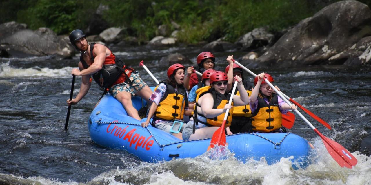 students on a white water rafting trip