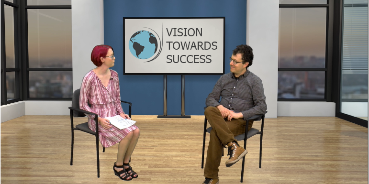 student interviewing author andrew leland